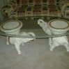 2 Elephants and frosted oval glass R1850