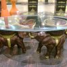 2 Elephants and frosted oval glass R1850