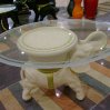 Elephant and frosted oval glass R1190